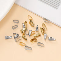 50Pcs/Pack Stainless Steel Buckle Clasp Charm Connectors Clip Pinch Bail Clasp for Necklace DIY Jewelry Making Accessories