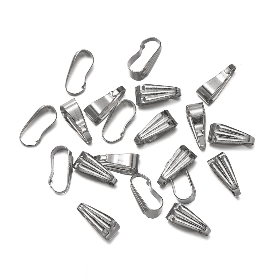 50Pcs/Pack Stainless Steel Buckle Clasp Charm Connectors Clip Pinch Bail Clasp for Necklace DIY Jewelry Making Accessories