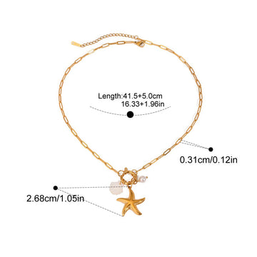 Yori Ocean Style Starfish Shell Small Pendant Necklace 18K PVD Plated Popular Jewelry Wholesales Accessories