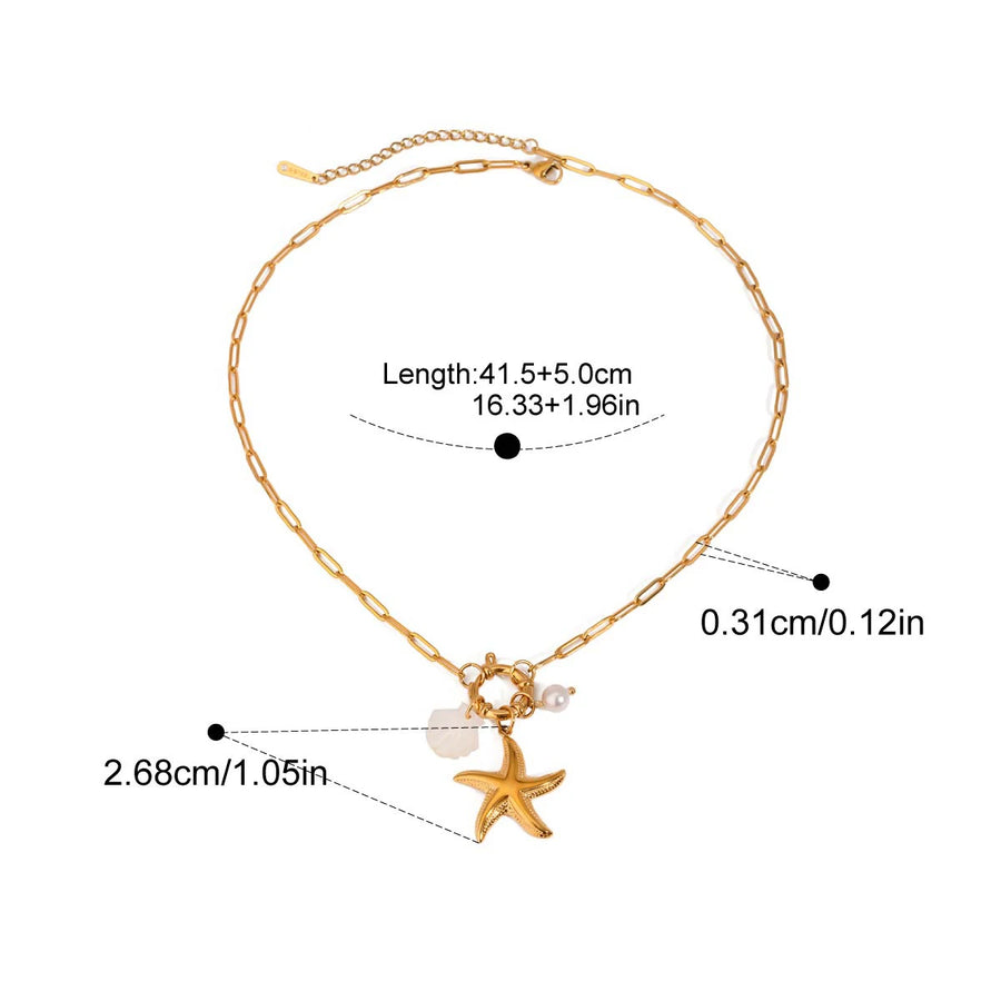 Yori Ocean Style Starfish Shell Small Pendant Necklace 18K PVD Plated Popular Jewelry Wholesales Accessories