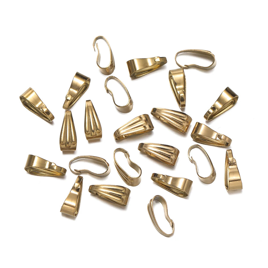 50Pcs/Pack Stainless Steel Buckle Clasp Charm Connectors Clip Pinch Bail Clasp for Necklace DIY Jewelry Making Accessories