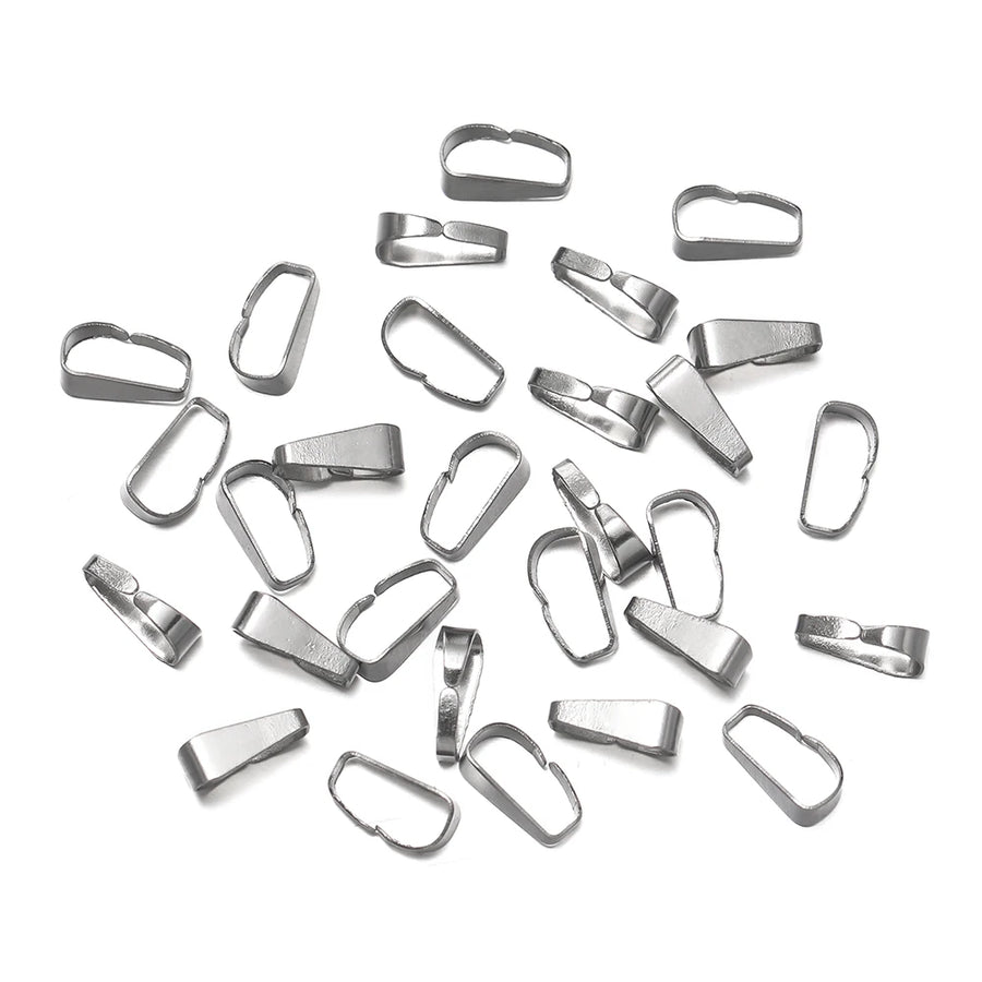 50Pcs/Pack Stainless Steel Buckle Clasp Charm Connectors Clip Pinch Bail Clasp for Necklace DIY Jewelry Making Accessories